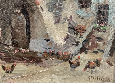 Lot 15 - Eastern European school, oil on canvas, Farmstead, signed Ghilchick, 34cm x 44cm, framed