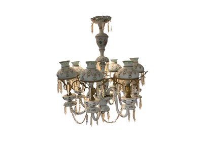 Lot 1468 - Large bohemian milk glass six branch chandelier