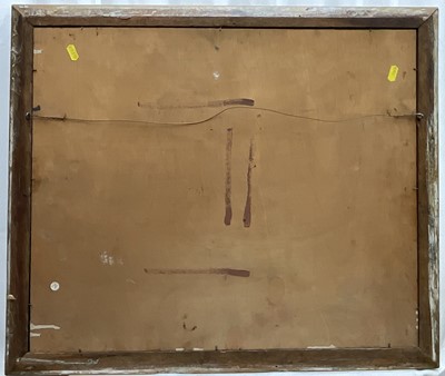 Lot 12 - English School, 20th century oil on board, river landscape, signed indistinctly, 50cm x 60cm, framed