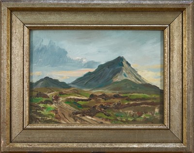 Lot 1175 - Manner of Frank McKelvey (1895-1974) oil on canvas board - Errigal from Cashel Na-Gor, County Donegal, indistinctly signed, 30.5cm x 43cm, in glazed frame