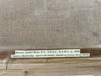 Lot 1 - Rodney Joseph Burn (1899-1984) oil on canvas, Sands at Bembridge, signed with initials, titled verso, 29cm x 44cm, framed