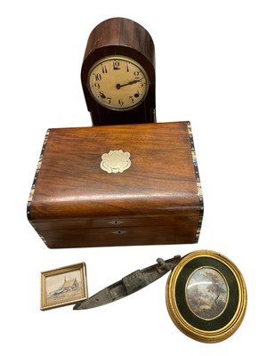 Lot 157 - Victorian writing slope, American mantel clock, gondola model and other items