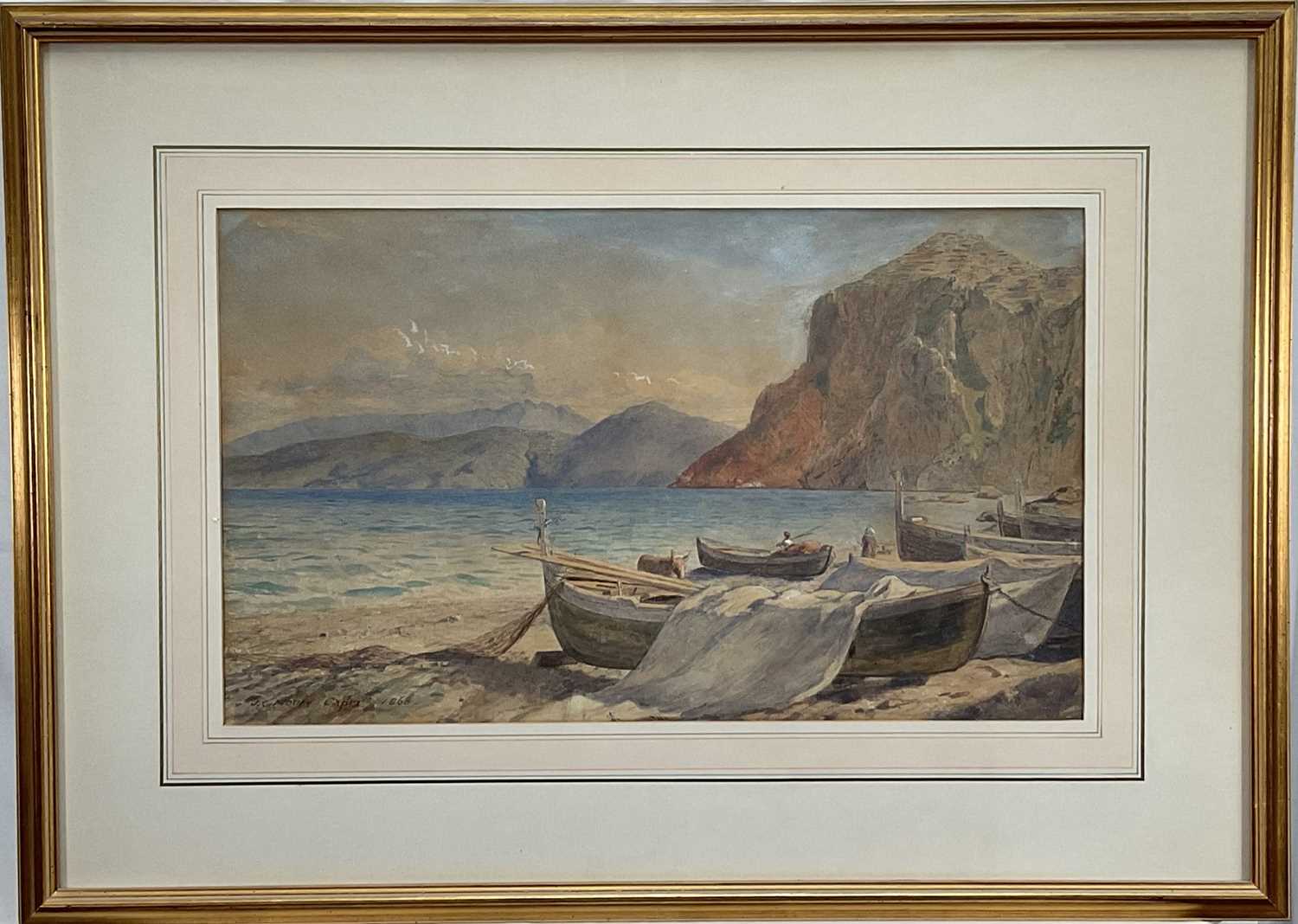 Lot 5 - John Callington Moore (1829-1880) watercolour, Capri 1860, signed titled and dated, 30cm x 50cm, glazed frame