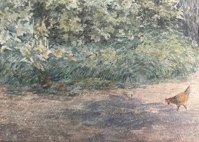 Lot 44 - English School, 20th century watercolour, children beside cottages, 34cm x 49cm, and another watercolour (2)