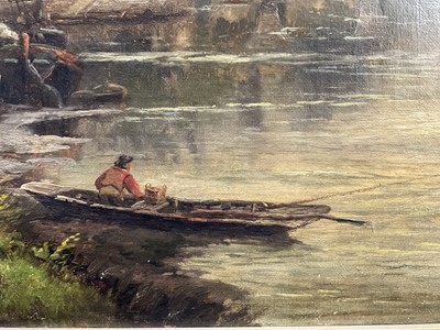 Lot 46 - English School 19th/20th century oil on canvas, Richmond Bridge, signed with initials W.R.S.S., 44cm x 80cm, gilt frame