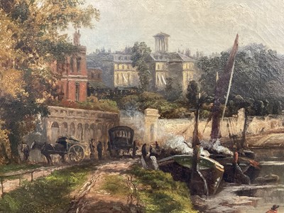 Lot 46 - English School 19th/20th century oil on canvas, Richmond Bridge, signed with initials W.R.S.S., 44cm x 80cm, gilt frame