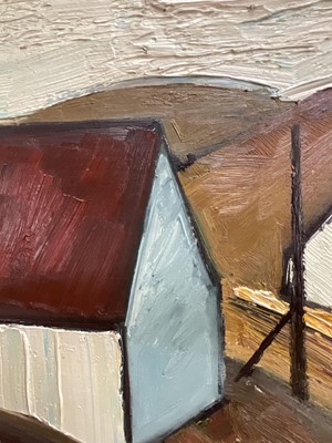 Lot 40 - Mid-century Swedish oil on canvas, coastal houses, signed with initials J.B. (possibly Jörgen Bruun), 50cm x 60cm, framed