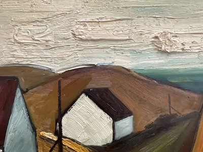 Lot 40 - Mid-century Swedish oil on canvas, coastal houses, signed with initials J.B. (possibly Jörgen Bruun), 50cm x 60cm, framed