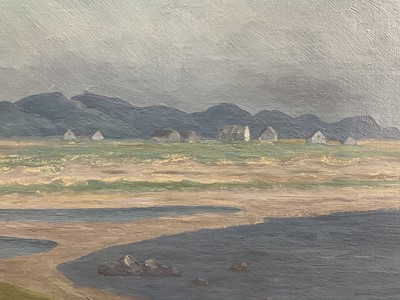 Lot 45 - C. Sjöhalm, Norwegian School, oil on board, moonlit bay, signed, 53cm x 74cm, framed