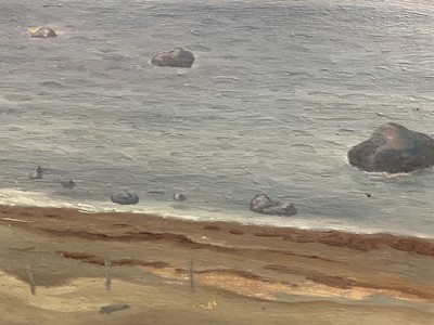 Lot 45 - C. Sjöhalm, Norwegian School, oil on board, moonlit bay, signed, 53cm x 74cm, framed