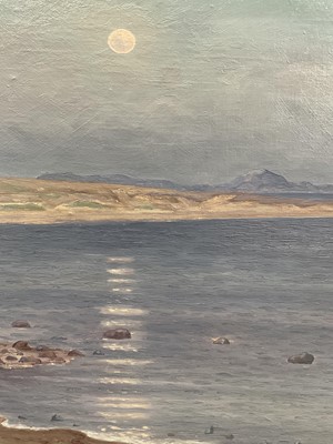 Lot 45 - C. Sjöhalm, Norwegian School, oil on board, moonlit bay, signed, 53cm x 74cm, framed