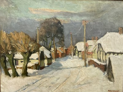 Lot 9 - Eastern European School, 20th century, Winter, indistinctly signed, 49cm x 65cm, framed