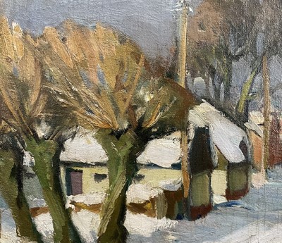 Lot 9 - Eastern European School, 20th century, Winter, indistinctly signed, 49cm x 65cm, framed
