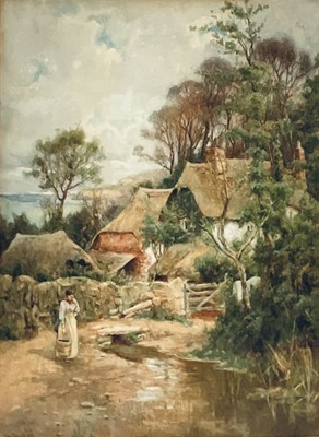 Lot 49 - Edwardian English School, watercolour, collecting water, signed Tom Bough dated 1903, 73cm x 54cm, glazed frame