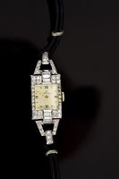 Lot 616 - 1930s ladies' Omega Art Deco white gold,...