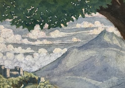 Lot 53 - Patience Mary Hallward (1892-1981) watercolour, Under the Oak Tree, signed and dated 1909 verso, 16.5cm x 12cm, glazed frame