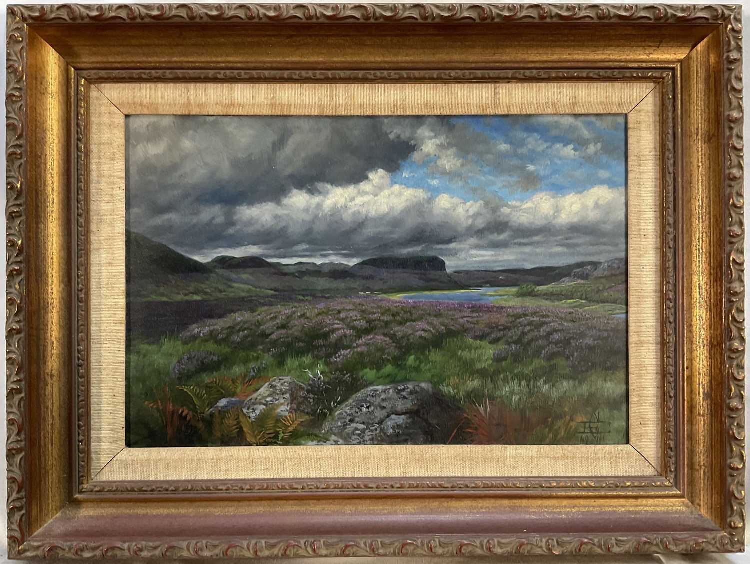 Lot 51 - Edward Caldwell (20th century Scottish School) oil on board, Highland scene, monogrammed and dated 1911, 20cm x 30cm, framed