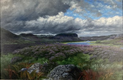 Lot 51 - Edward Caldwell (20th century Scottish School) oil on board, Highland scene, monogrammed and dated 1911, 20cm x 30cm, framed