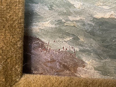 Lot 62 - English School, 19th century oil on board, Arch sea rock, signed indistinctly, 26cm x 19cm, gilt frame