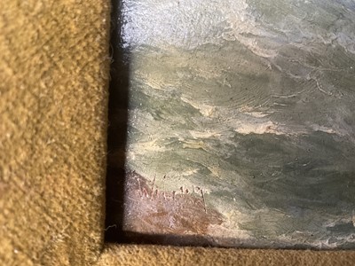 Lot 62 - English School, 19th century oil on board, Arch sea rock, signed indistinctly, 26cm x 19cm, gilt frame