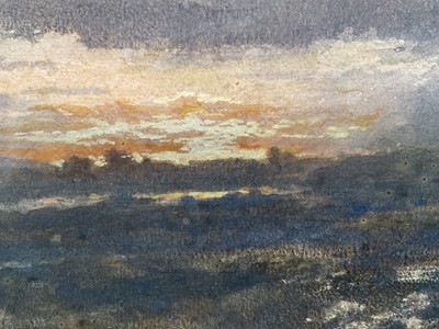 Lot 64 - Joseph J. Bell (late Victorian) watercolour, Moor at Sunset, signed, 19.5cm x 25cm, glazed frame