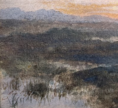 Lot 64 - Joseph J. Bell (late Victorian) watercolour, Moor at Sunset, signed, 19.5cm x 25cm, glazed frame