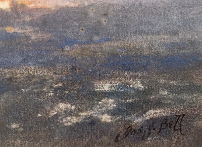 Lot 64 - Joseph J. Bell (late Victorian) watercolour, Moor at Sunset, signed, 19.5cm x 25cm, glazed frame