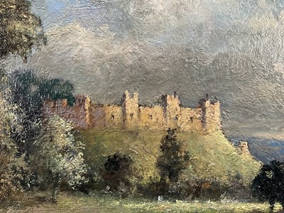 Lot 65 - Hugh Hamlet (British 20th Century) oil on board, Framlingham Castle, signed, dated 1963 verso, 32cm x 37cm, framed