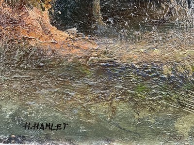 Lot 65 - Hugh Hamlet (British 20th Century) oil on board, Framlingham Castle, signed, dated 1963 verso, 32cm x 37cm, framed