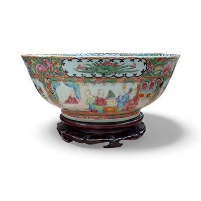 Lot 5002 - Chinese Canton famille rose porcelain bowl and stand, 28.5cm diameter