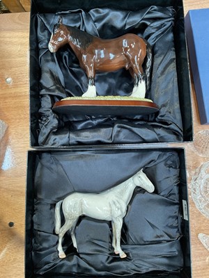 Lot 5004 - Royal Doulton Shire Horse on wooden base, and Hunter, both in original boxes (2)