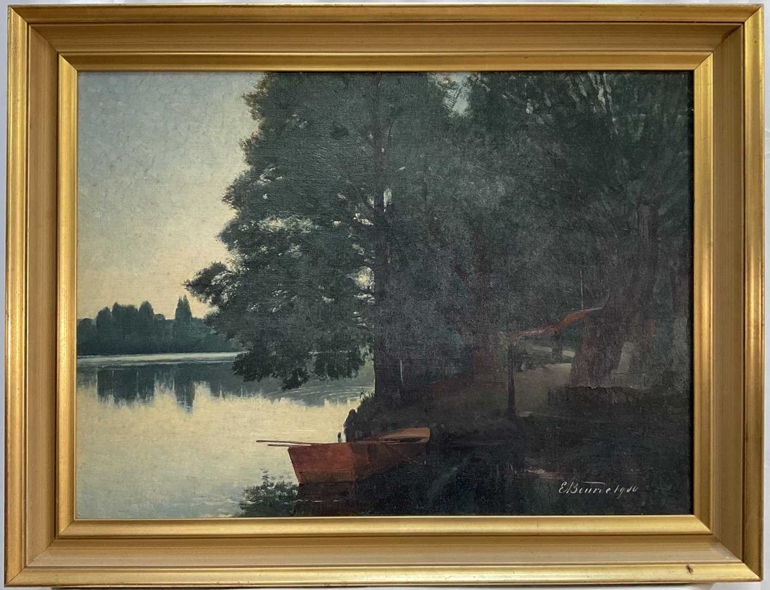 Lot 66 - Adolphe Elisée Bourde (1859-1935/7) oil on canvas - Port de la Tête d'Or, Lyon, 1900, signed and dated, 39cm x 53cm, framed