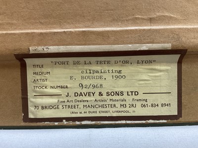 Lot 66 - Adolphe Elisée Bourde (1859-1935/7) oil on canvas - Port de la Tête d'Or, Lyon, 1900, signed and dated, 39cm x 53cm, framed