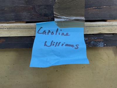 Lot 67 - Caroline Fanny Williams (1836-1921) oil on canvas, rural landscape with two figures and their dog, 26cm x 39cm, gilt frame