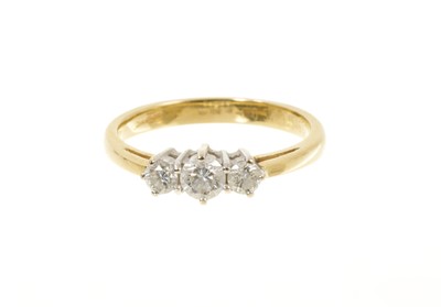 Lot 448 - Diamond three stone ring
