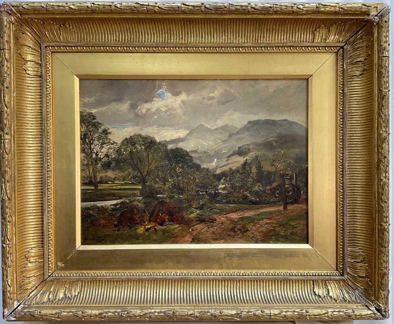 Lot 57 - Alexander Fraser Jnr (1828-1899) oil on canvas, Rainy Weather on the hills, bearing signature, titled verso, 29cm x 39cm, gilt frame