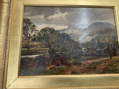 Lot 57 - Alexander Fraser Jnr (1828-1899) oil on canvas, Rainy Weather on the hills, bearing signature, titled verso, 29cm x 39cm, gilt frame