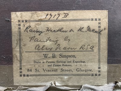 Lot 57 - Alexander Fraser Jnr (1828-1899) oil on canvas, Rainy Weather on the hills, bearing signature, titled verso, 29cm x 39cm, gilt frame