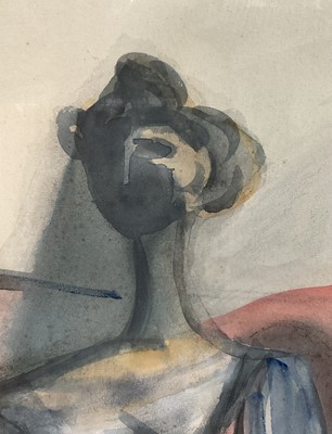 Lot 59 - 20th century Abstract watercolour, seated female form, 37cm x 47cm, glazed frame