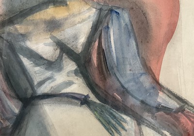 Lot 59 - 20th century Abstract watercolour, seated female form, 37cm x 47cm, glazed frame