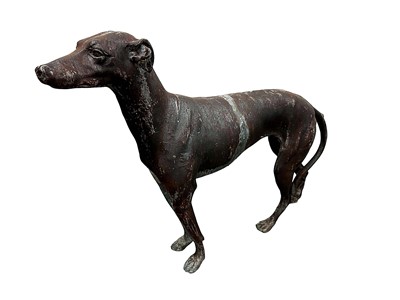 Lot 1399 - Impressive pair of antique lifesize lead models of greyhounds
