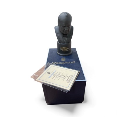 Lot 5088 - Wedgwood basalt bust of Winston Churchill, boxed with certificate