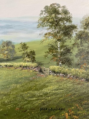 Lot 87 - George Horne (British, 20th century) oil on canvas in gilt frame depicting cattle on landscape 'Homeward Bound'