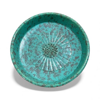 Lot 5024 - Chinese robin's egg glazed brush washer, on three ruyi feet, seal mark to base, 18.5cm diameter