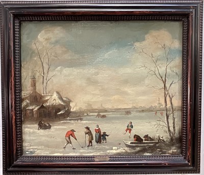 Lot 88 - Dutch School 18th / 19th century oil on canvas, Skating scene