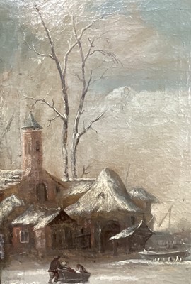Lot 88 - Dutch School 18th / 19th century oil on canvas, Skating scene