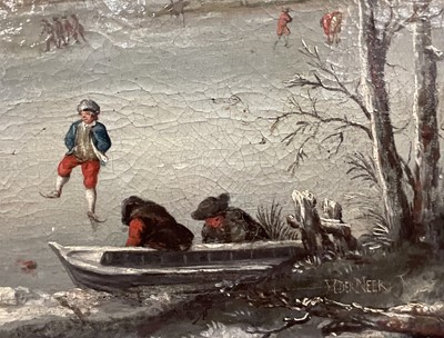 Lot 88 - Dutch School 18th / 19th century oil on canvas, Skating scene
