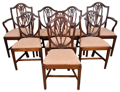 Lot 1275 - Set of eight 19th century and later mahogany Hepplewhite revival dining chairs