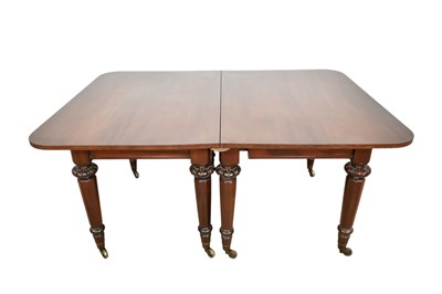 Lot 1278 - 19th century, and later, mahogany extending dining table with two extra leaves