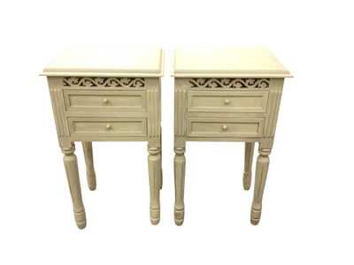 Lot 1358 - Pair of contemporary painted bedside tables, each with twin drawers